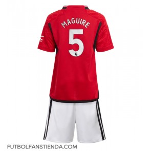 Manchester United Harry Maguire #5 Primera Equipación Niños 2023-24 Manga Corta (+ Pantalones cortos)